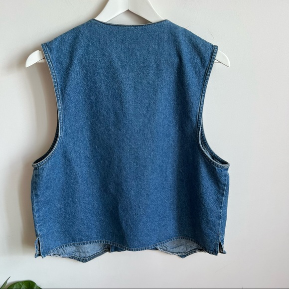 Vintage Lauren Jeffries Denim Nautical Print Vest 100% Cotton Size XL - Picture 7 of 10